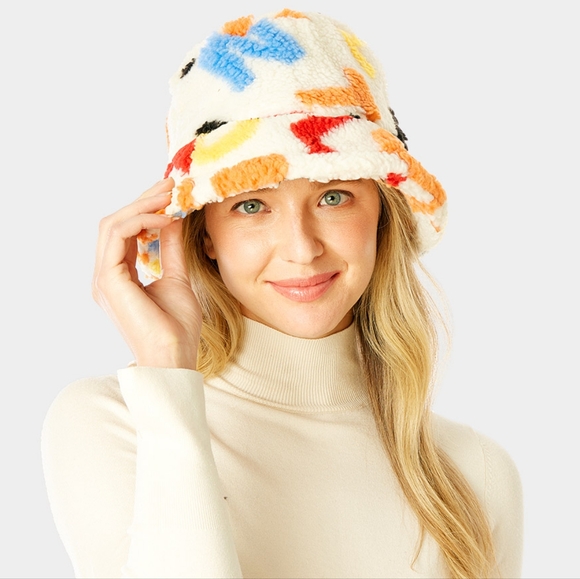 Alphabet Sherpa Bucket Hat Print Pattern Style - Picture 2 of 2